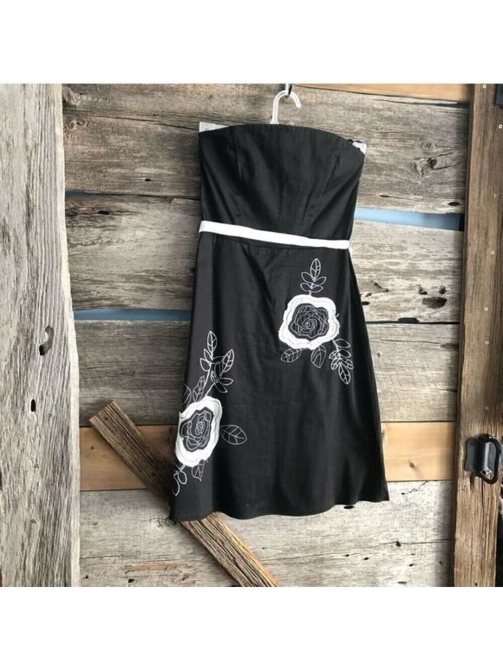 DIGITAL Clothing size 7 Black cotton strapless floral dress